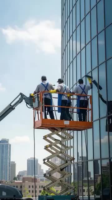 Modello high-rise cleaning equipment in operation